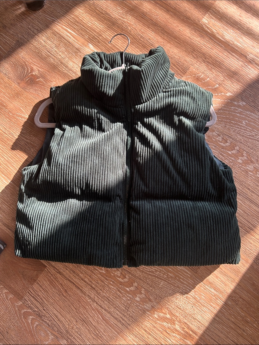 Kids Puffer Corduroy Vest - Dark Green